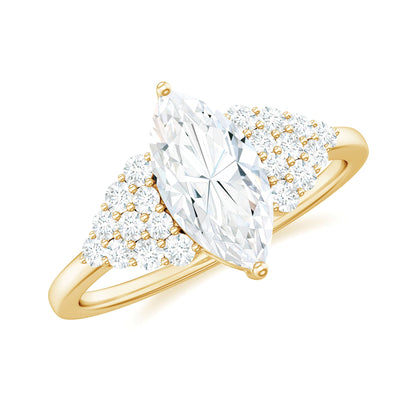 1 Carat Marquise Cut Moissanite Classic Engagement Ring