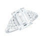 Certified Moissanite Emerald Cut Engagement Ring with Cluster Stones