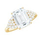 Certified Moissanite Emerald Cut Engagement Ring with Cluster Stones