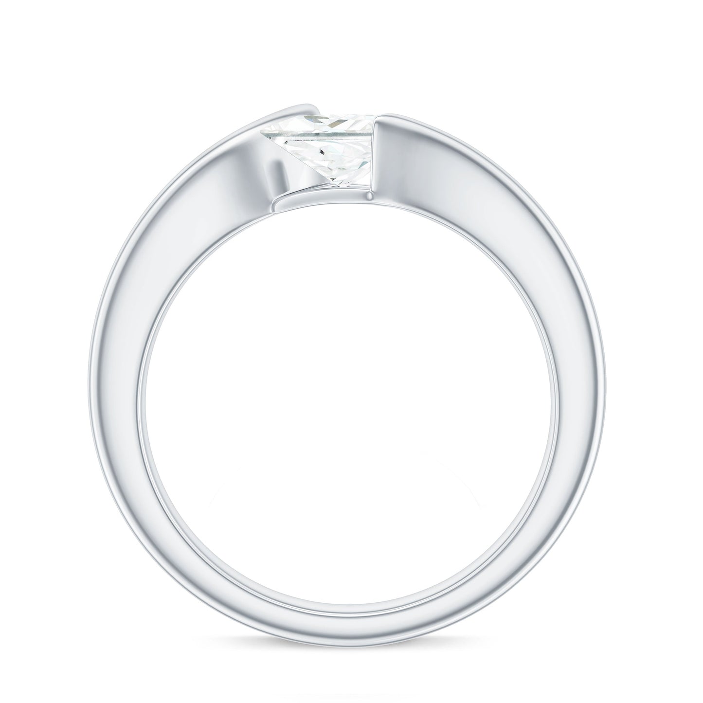 0.7 Carat Princess Cut Moissanite Solitaire Ring in Tension Setting