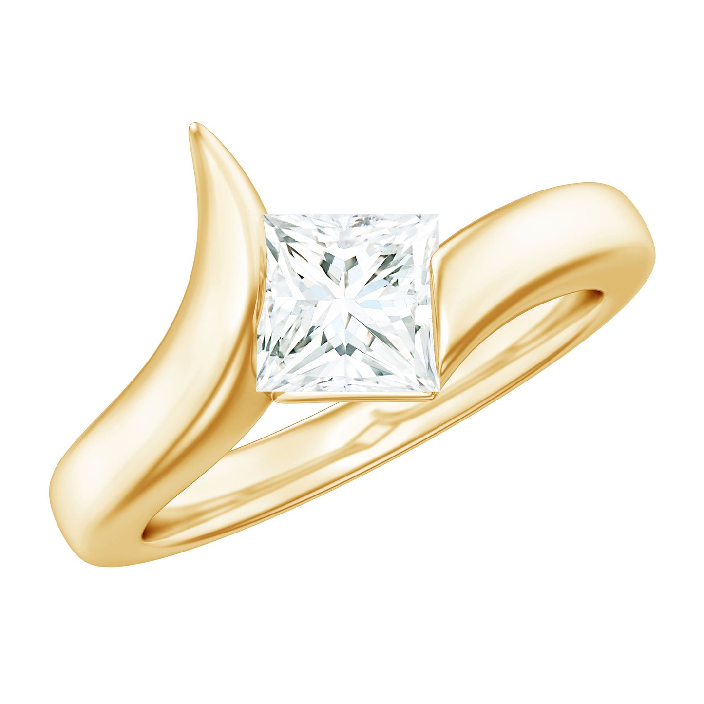 0.7 Carat Princess Cut Moissanite Solitaire Ring in Tension Setting