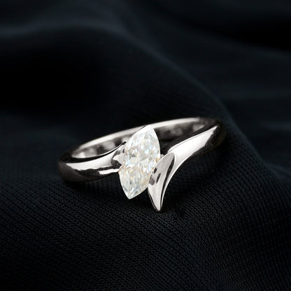 Moissanite Marquise Cut Engagement Ring In Tension Setting