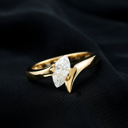 Moissanite Marquise Cut Engagement Ring In Tension Setting