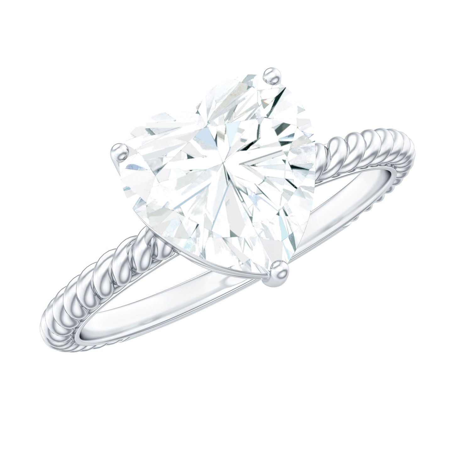 2 Carat Moissanite Engagement Ring with Twisted Rope Shank