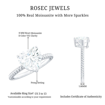 2 Carat Moissanite Engagement Ring with Twisted Rope Shank