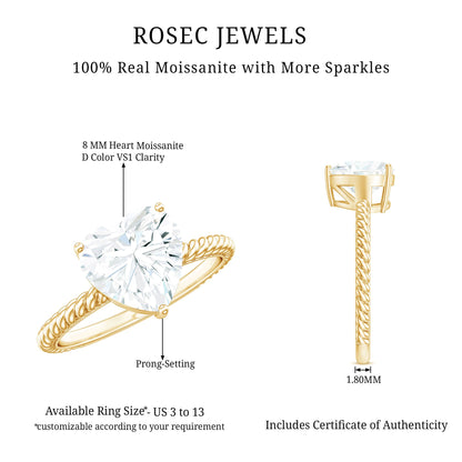 2 Carat Moissanite Engagement Ring with Twisted Rope Shank