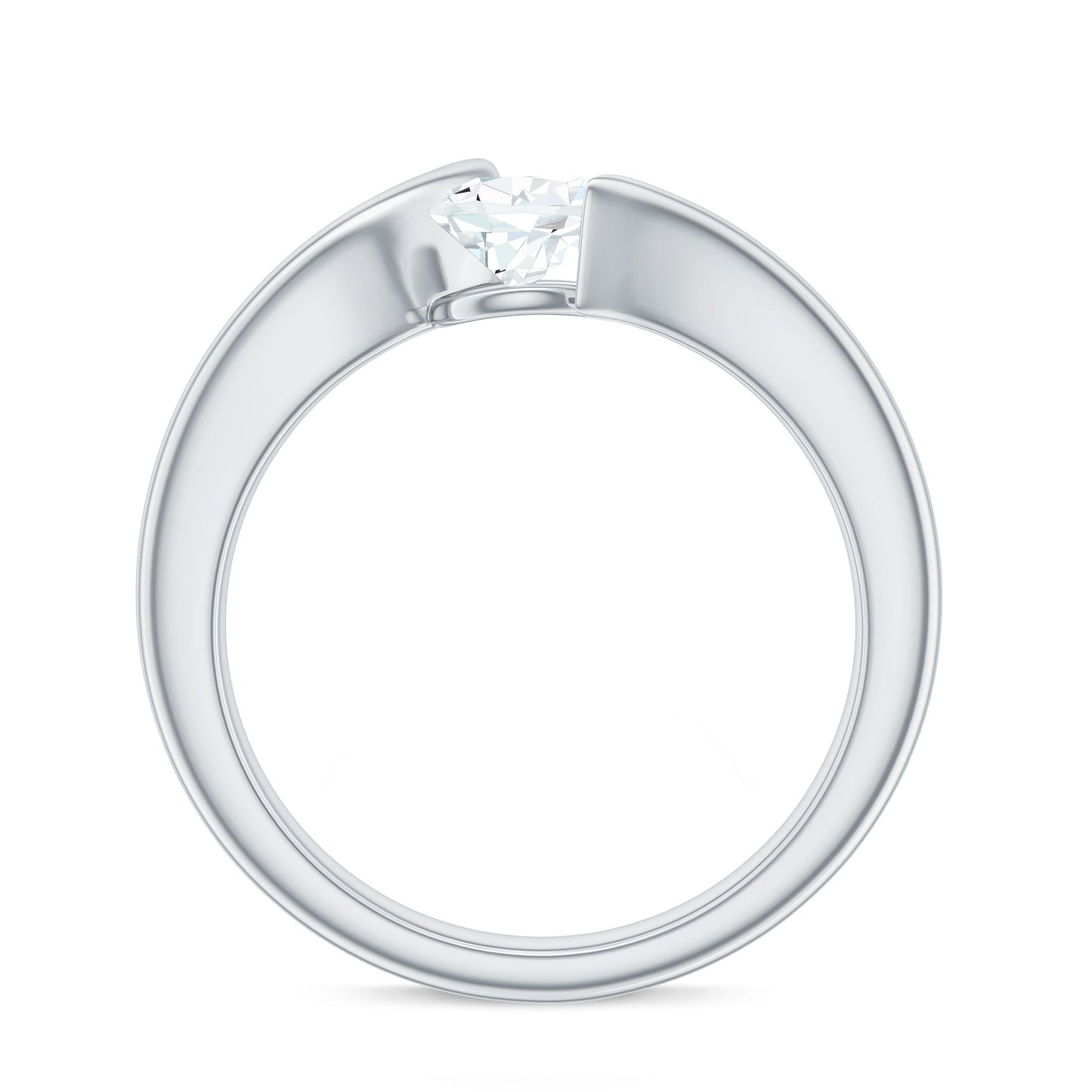 0.7 Carat Pear Cut Moissanite Solitaire Ring with Bypass Shank