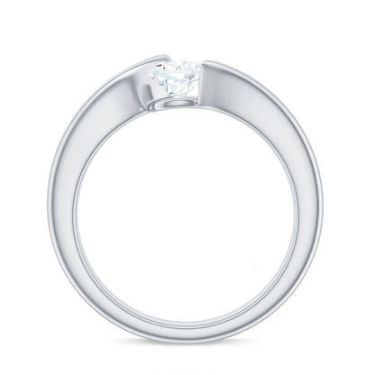 0.7 Carat Pear Cut Moissanite Solitaire Ring with Bypass Shank