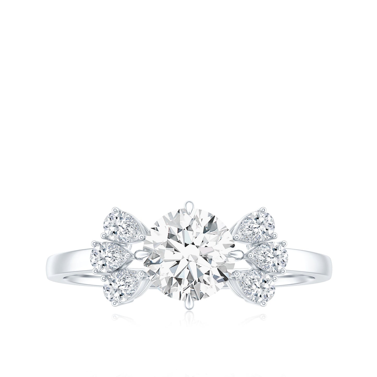 0.9 Carat Round Moissanite Minimal Solitaire Engagement Ring