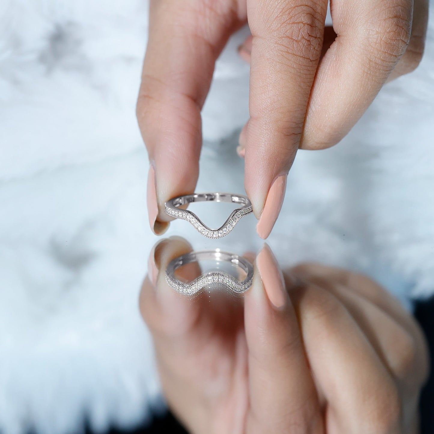 Certified Moissanite Curved Enhancer Band For Women