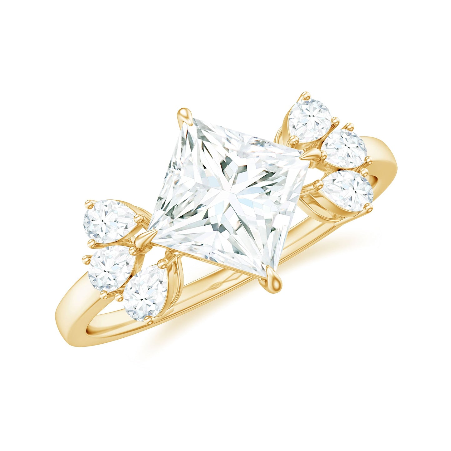 1.2 Carat Princess Cut Moissanite Cluster Engagement Ring