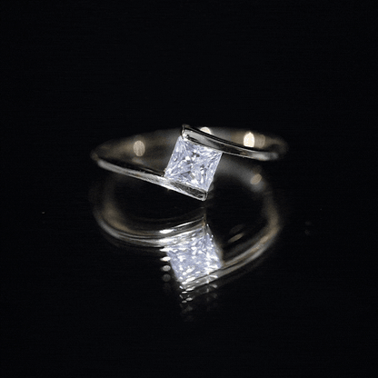 Classic Princess Cut Moissanite Solitaire Bypass Ring