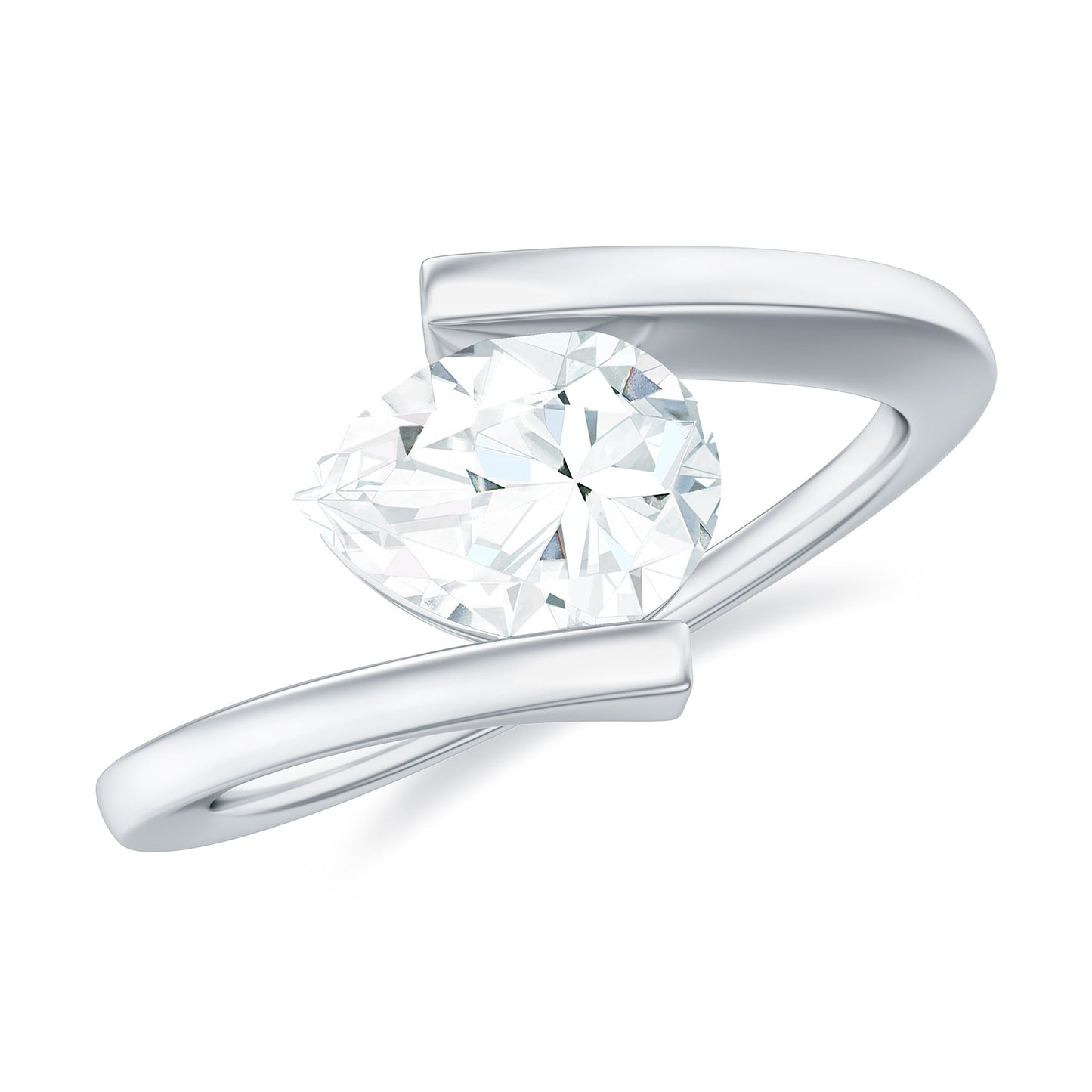 1.3 Carat Pear Cut Moissanite Engagement Ring In Tension Setting