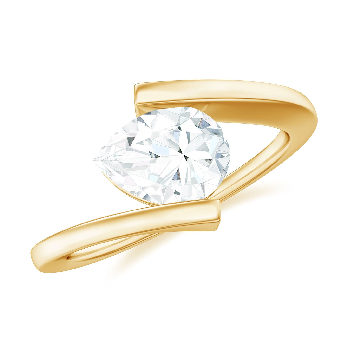 1.3 Carat Pear Cut Moissanite Engagement Ring In Tension Setting