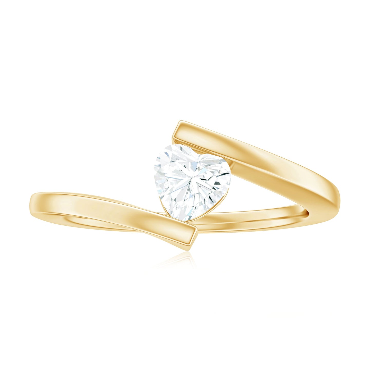 0.5 Carat Heart Moissanite Solitaire Promise Ring with Bypass Shank