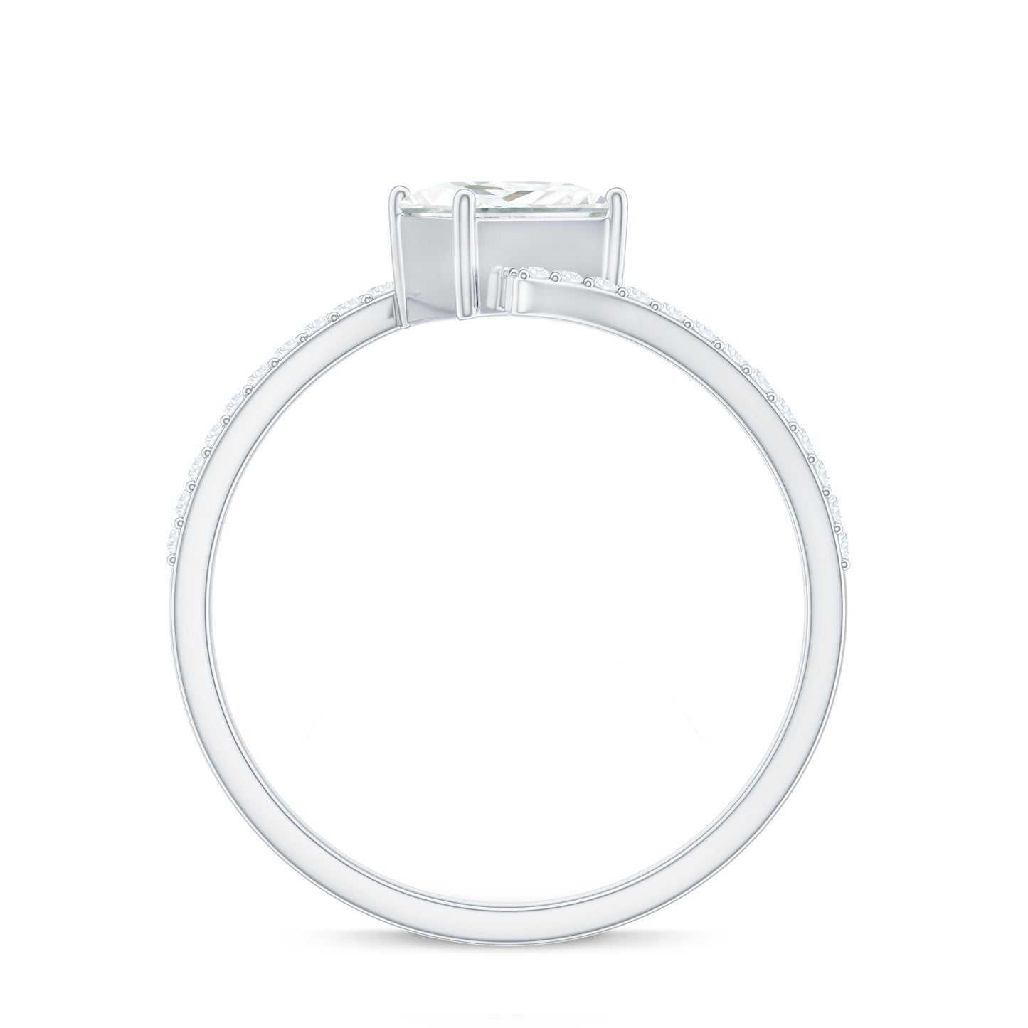 Certified Princess Cut Tilted Moissanite Solitaire Promise Ring