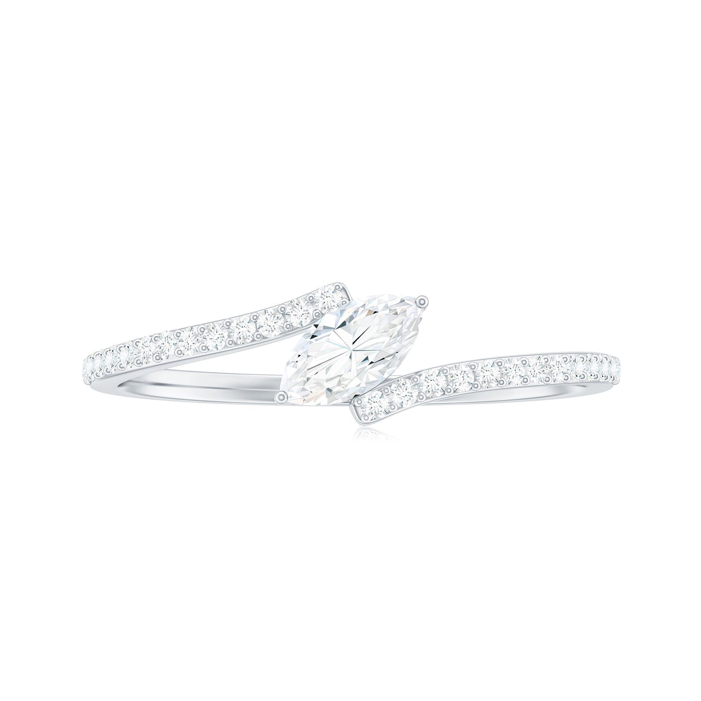 Marquise Cut Moissanite Tilted Solitaire Promise Ring
