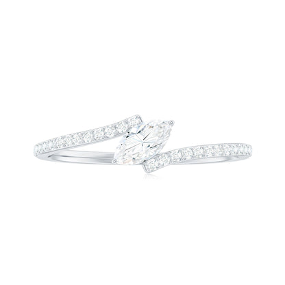 Marquise Cut Moissanite Tilted Solitaire Promise Ring