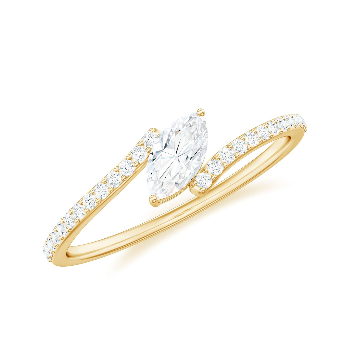 Marquise Cut Moissanite Tilted Solitaire Promise Ring