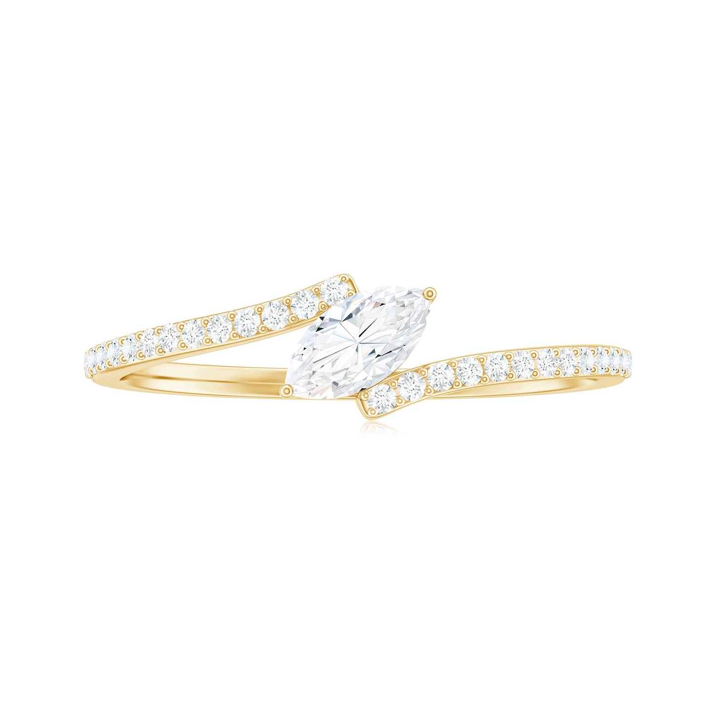 Marquise Cut Moissanite Tilted Solitaire Promise Ring