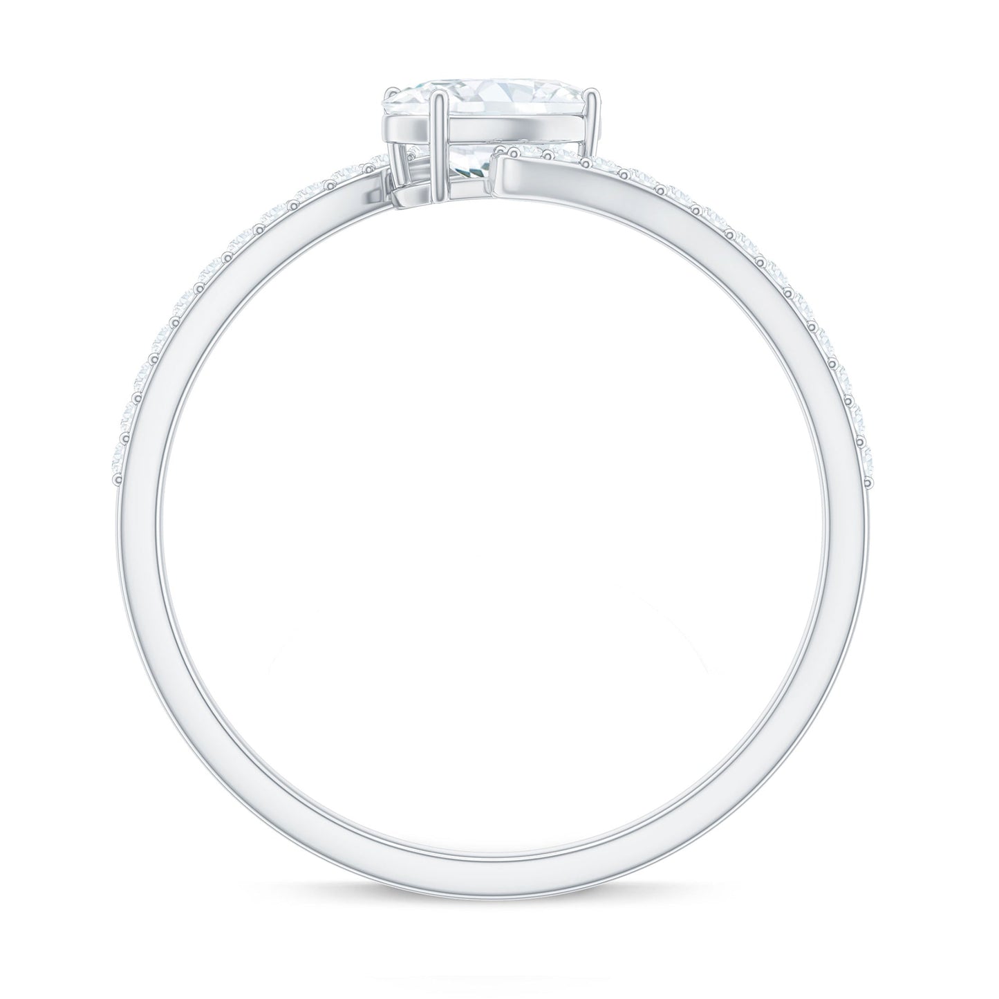 0.4 Carat Oval Cut Moissanite East West Promise Ring