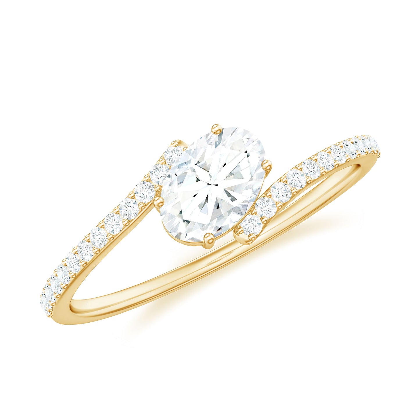 0.4 Carat Oval Cut Moissanite East West Promise Ring