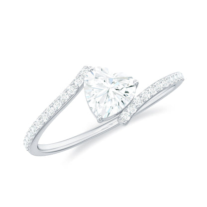 0.5 Carat Heart Shape Moissanite Promise Ring with Bypass Shank