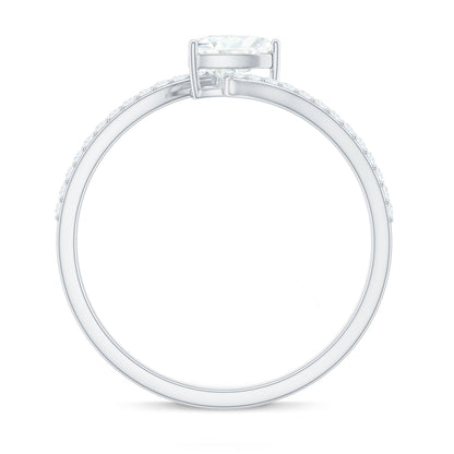 0.5 Carat Heart Shape Moissanite Promise Ring with Bypass Shank