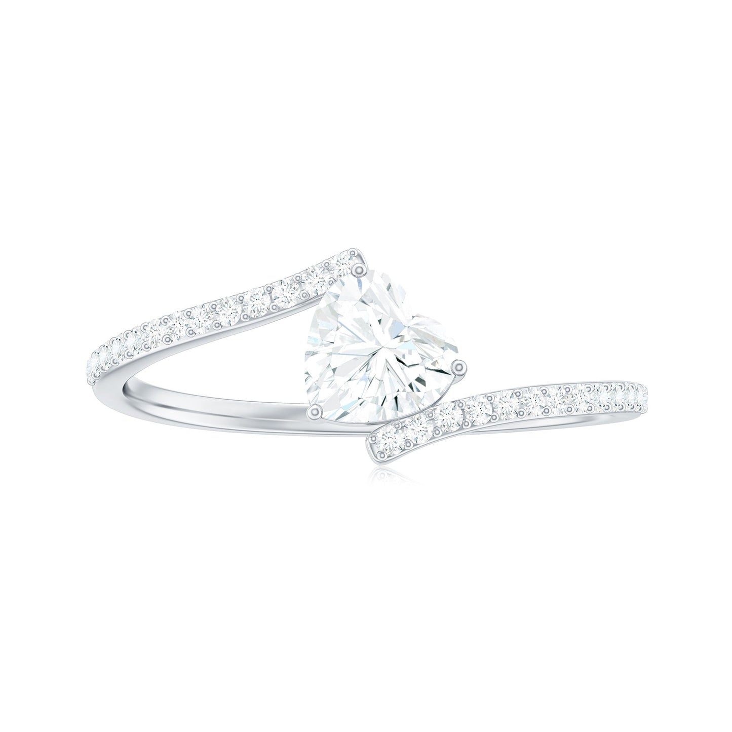 0.5 Carat Heart Shape Moissanite Promise Ring with Bypass Shank