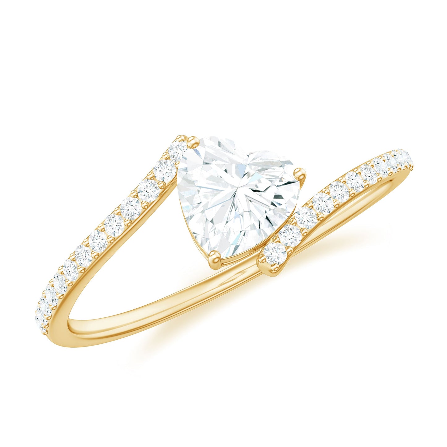 0.5 Carat Heart Shape Moissanite Promise Ring with Bypass Shank