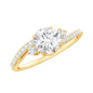 Round Shape Moissanite Bypass Engagement Ring with Side Stones