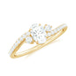 Oval Moissanite Bypass Engagement Ring with Side Stones