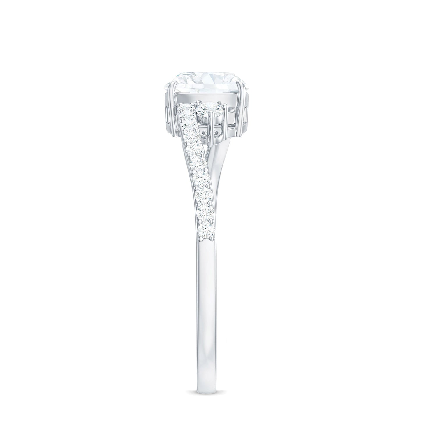1.7 Carat Cushion Cut Moissanite Bypass Engagement Ring for Women