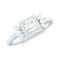 Princess Cut Moissanite Halo Engagement Ring with Certificate