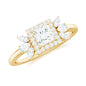 Princess Cut Moissanite Halo Engagement Ring with Certificate