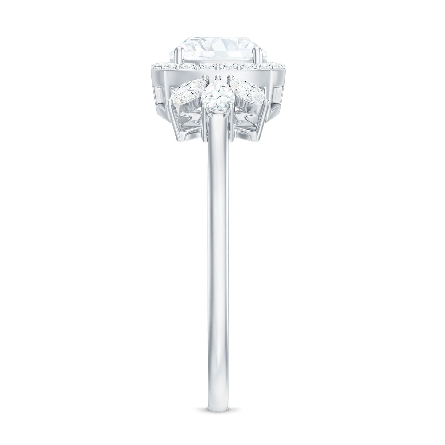 1.7 Carat Cushion Cut Moissanite Designer Halo Engagement Ring
