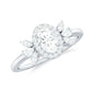 0.4 Carat Oval Cut Moissanite Halo Engagement Ring with Trio