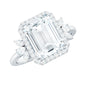 2.8 Carat Emerald Cut Certified Moissanite Statement Engagement Ring