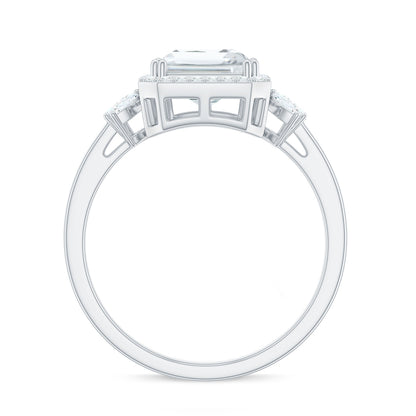 2.8 Carat Emerald Cut Certified Moissanite Statement Engagement Ring