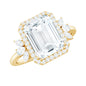 2.8 Carat Emerald Cut Certified Moissanite Statement Engagement Ring