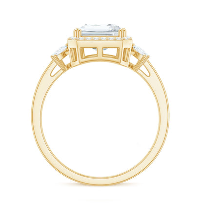 2.8 Carat Emerald Cut Certified Moissanite Statement Engagement Ring
