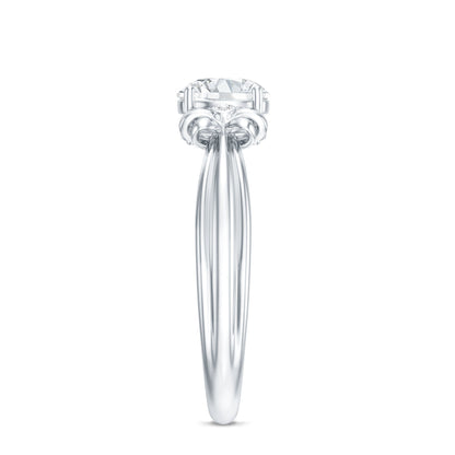 Certified Moissanite Engagement Ring with Bow Ribbon