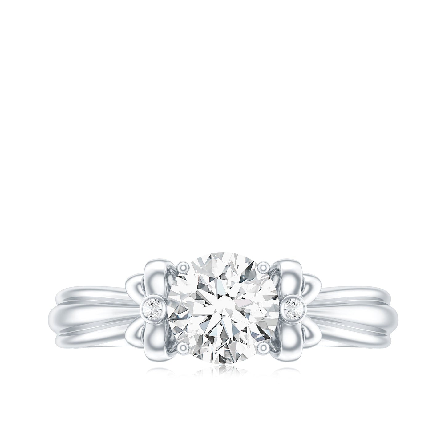 Certified Moissanite Engagement Ring with Bow Ribbon