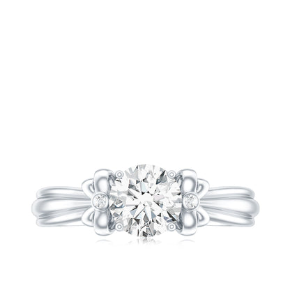 Certified Moissanite Engagement Ring with Bow Ribbon