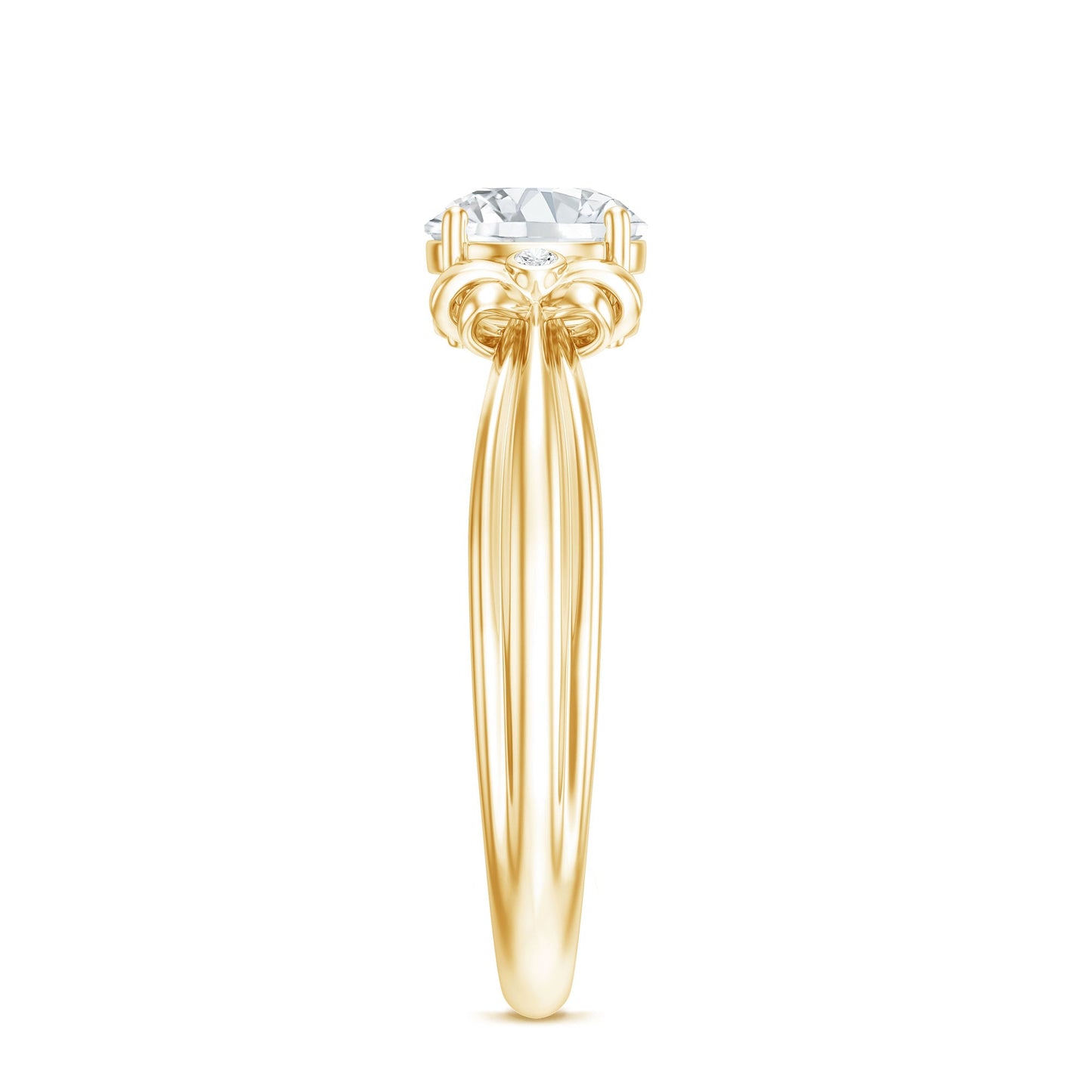 Certified Moissanite Engagement Ring with Bow Ribbon