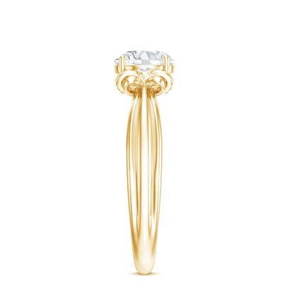 Certified Moissanite Engagement Ring with Bow Ribbon