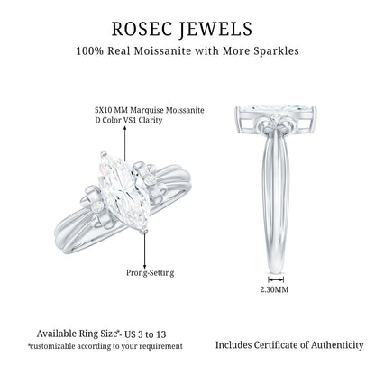 1 Carat Brilliant Cut Certified Moissanite Statement Ring