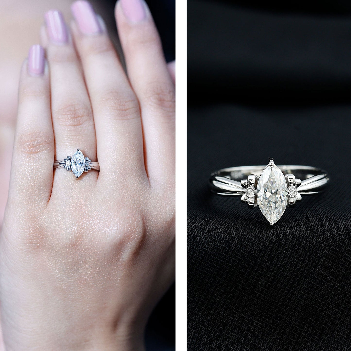 1 Carat Brilliant Cut Certified Moissanite Statement Ring