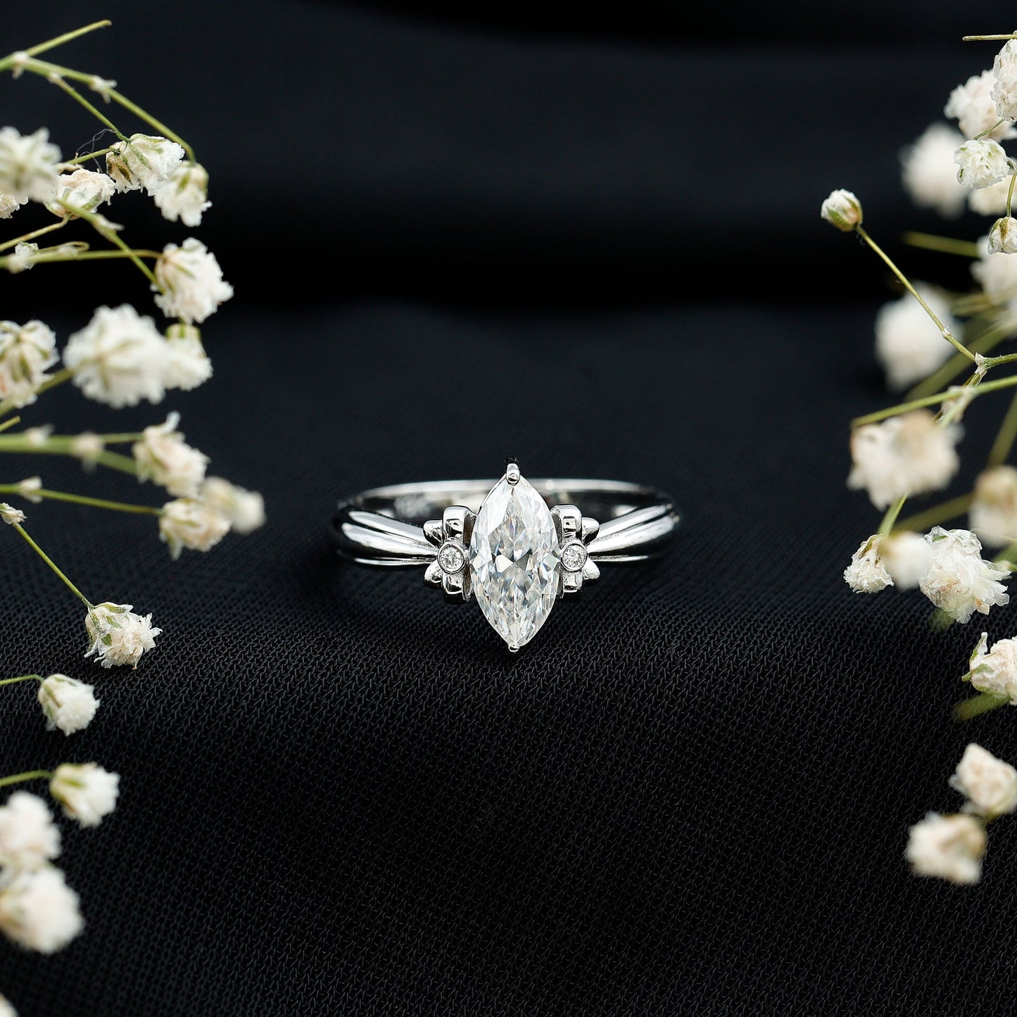 1 Carat Brilliant Cut Certified Moissanite Statement Ring