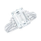 Certified Emerald Cut Moissanite Huge Engagement Ring